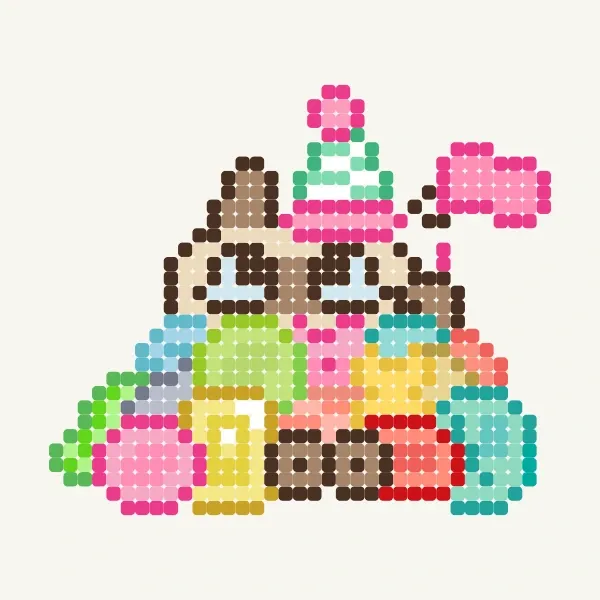 candy cat: patrón gratuito de cuentas para planchar y pixel art por Nắc Nguyệt Quang