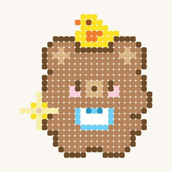 seekor beruang dengan bebek di kepalanya - pola perler bead & pixel art gratis oleh bảo trân
