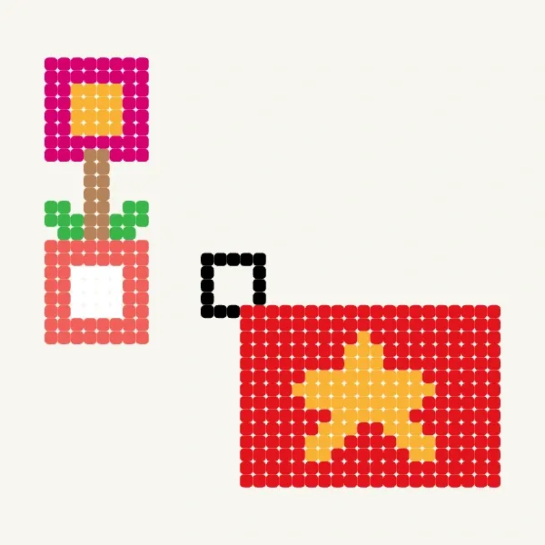 베트남 국기와 꽃 (Cờ việt nam và hoa) - Phượng Vũ Thị · 비즈